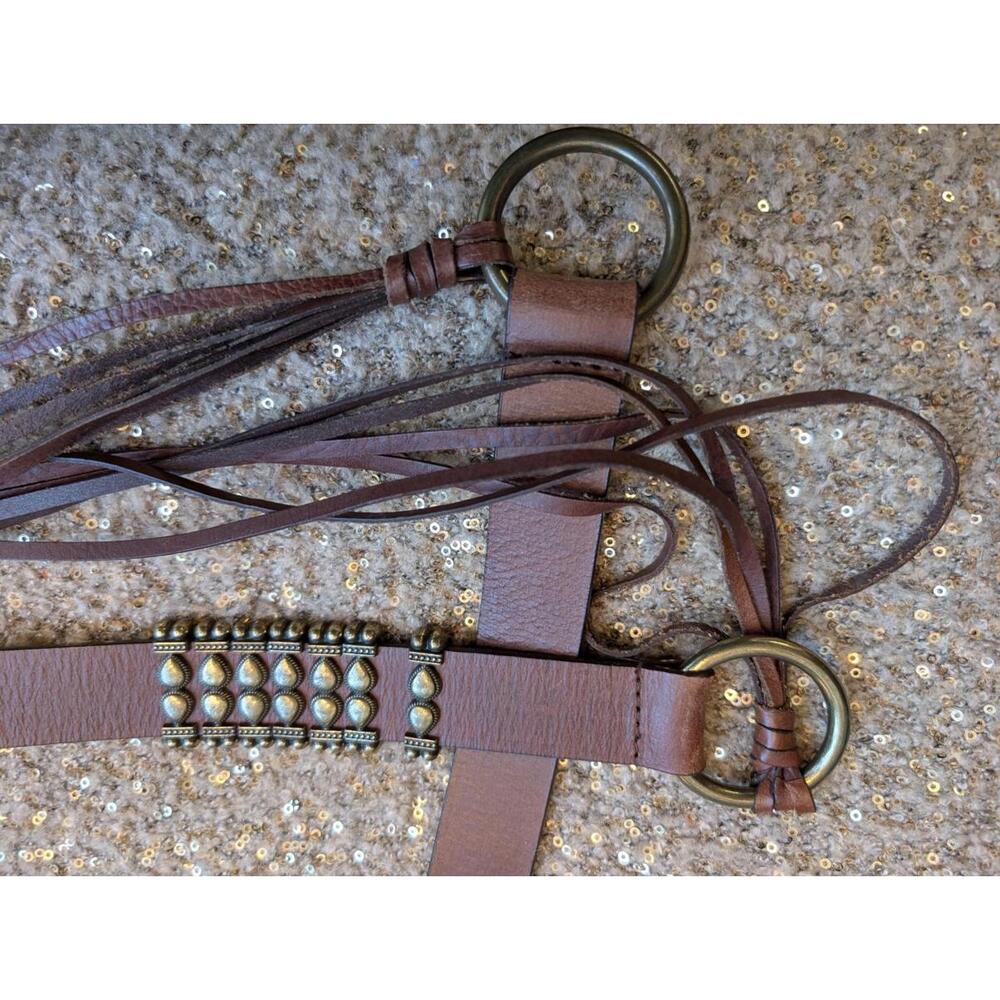 Hippie Metal Leather Tassel Tie Hip Belt Women's Vintage Boho 38-42" - Picture 3 of 6